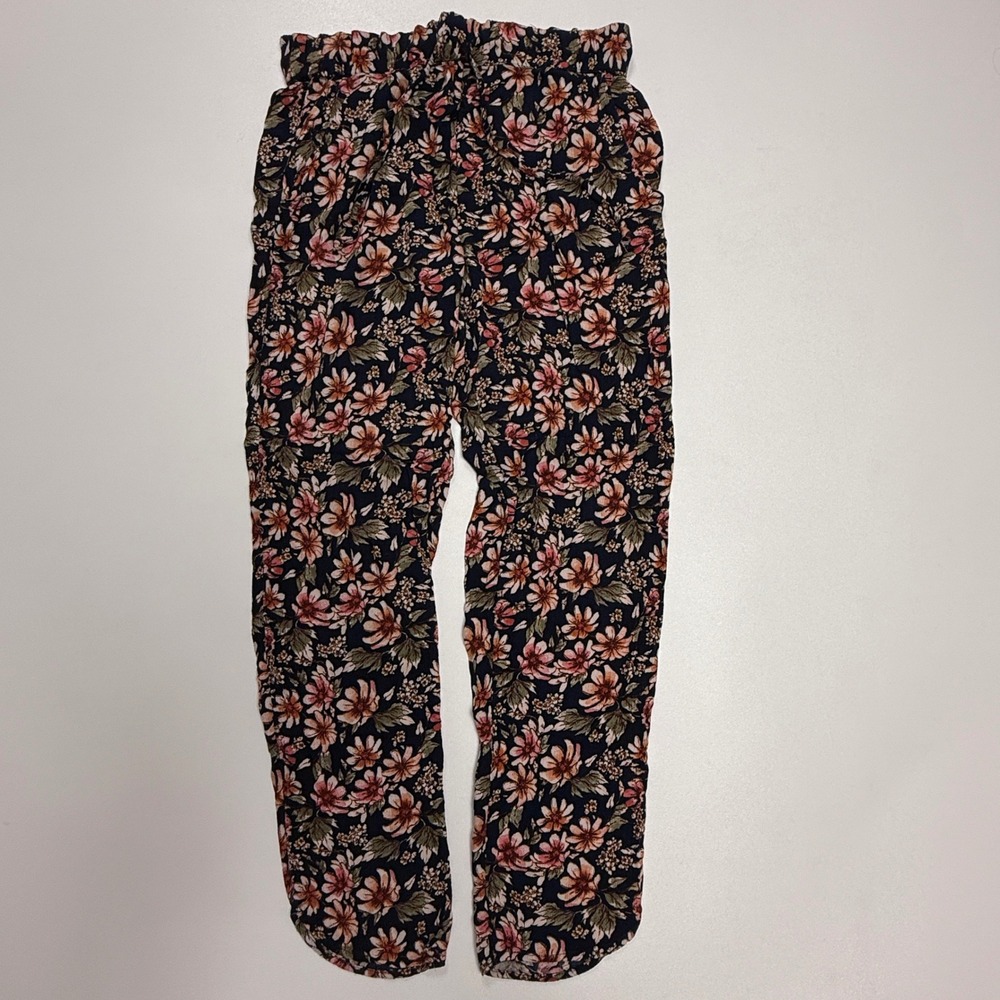 American Eagle Floral Jogger Pants Navy Pink Boho Elastic Waist Small